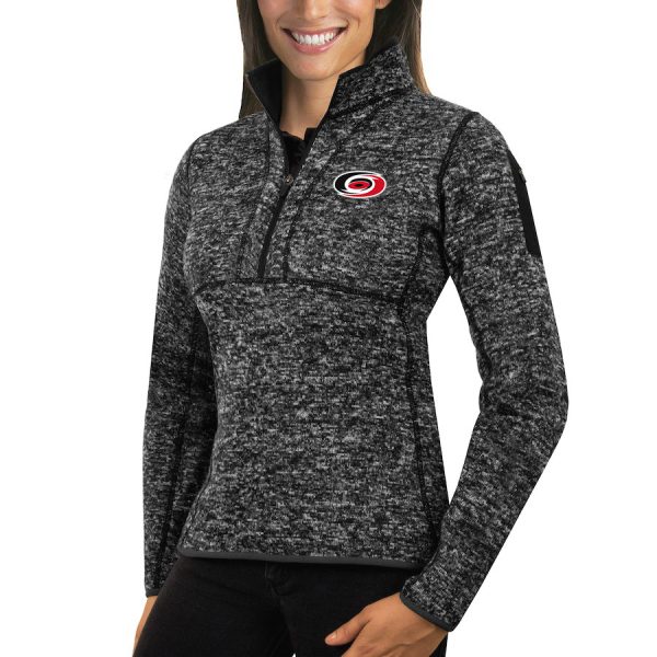 Stylish Carolina Hurricanes Antigua Women's Fortune 1/2 Zip Pullover Sweater Charcoal for die - hard hockey fans