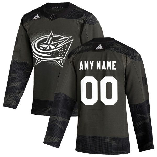 Impressive Columbus Blue Jackets Adidas 2019 Veterans Day Authentic Custom Practice NHL Jersey Camo perfect for game days