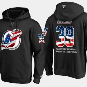 Amazing Devils #39 Brian Gibbons NHL Banner Wave Usa Flag Black Hoodie for die - hard hockey fans