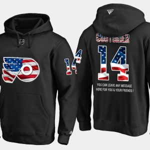 Stylish Flyers #14 Sean Couturier NHL Banner Wave Usa Flag Black Hoodie for ultimate sports enthusiasts