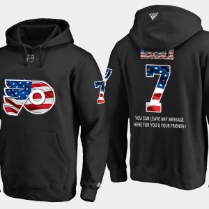 Stylish Flyers #7 Bill Barber NHL Banner Wave Usa Flag Black Hoodie for ultimate sports enthusiasts