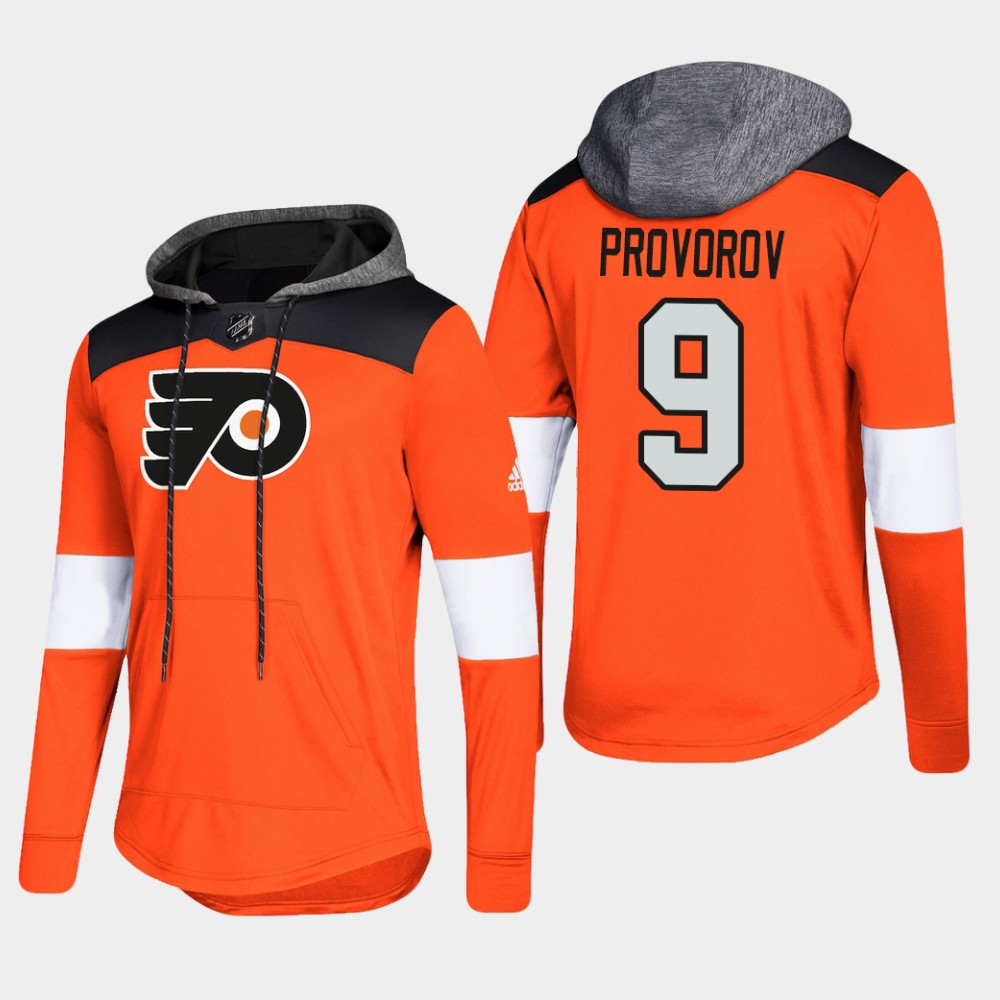 Fantastic Flyers #9 Ivan Provorov Orange 2018 Pullover Platinum Hoodie perfect for game days
