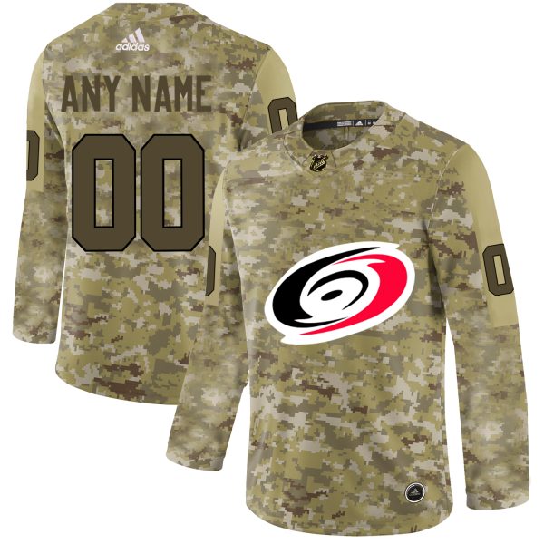 Stylish Men's Adidas Hurricanes Personalized Camo Authentic NHL Jersey for die - hard hockey fans