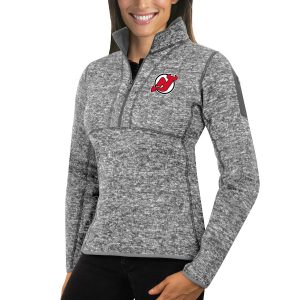 Amazing New Jersey Devils Antigua Women's Fortune 1/2 Zip Pullover Sweater Black to complete your fan gear collection