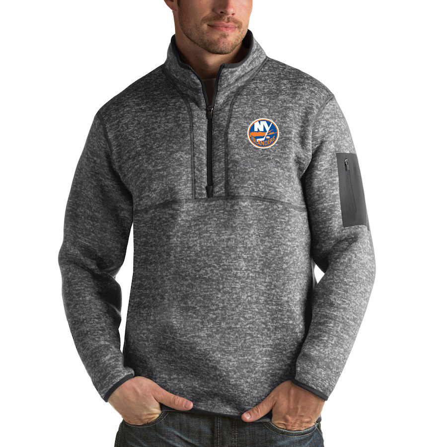 Sleek New York Islanders Antigua Fortune Quarter Zip Pullover Jacket Black a must - have for collectors
