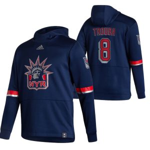 Impressive New York Rangers #8 Jacob Trouba Adidas Reverse Retro Pullover Hoodie Navy for die - hard hockey fans