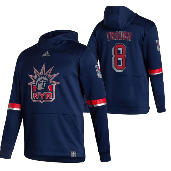 Impressive New York Rangers #8 Jacob Trouba Adidas Reverse Retro Pullover Hoodie Navy for die - hard hockey fans