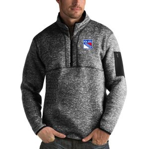 Unique New York Rangers Antigua Fortune Quarter Zip Pullover Jacket Charcoal for die - hard hockey fans