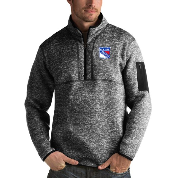 Unique New York Rangers Antigua Fortune Quarter Zip Pullover Jacket Charcoal for die - hard hockey fans