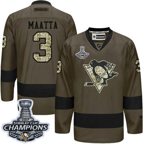 Fantastic Penguins #3 Olli Maatta Green Salute to Service 2017 Stanley Cup Finals Champions Stitched NHL Jersey to show your team spirit