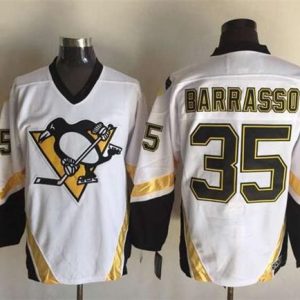 Impressive Penguins #35 Tom Barrasso White CCM Throwback Stitched NHL Jersey perfect for game days