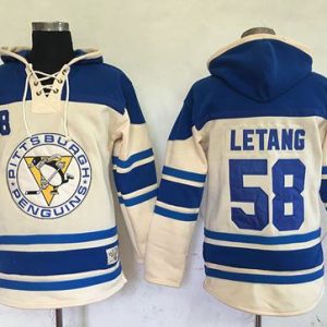 Stunning Penguins #58 Kris Letang Cream Sawyer Hooded Sweatshirt Stitched NHL Jersey a must - have for collectors