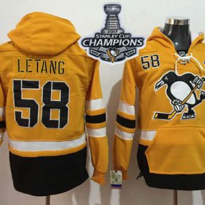 Stunning Penguins #58 Kris Letang Gold Sawyer Hooded Sweatshirt 2017 Stadium Series Stanley Cup Finals Champions Stitched NHL Jersey a must - have for collectors