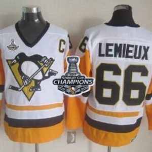 Amazing Penguins #66 Mario Lemieux White/Black CCM Throwback 2017 Stanley Cup Finals Champions Stitched NHL Jersey a must - have for collectors