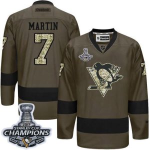 Amazing Penguins #7 Paul Martin Green Salute to Service 2017 Stanley Cup Finals Champions Stitched NHL Jersey a must - have for collectors