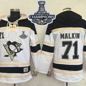 Stunning Penguins #71 Evgeni Malkin White Sawyer Hooded Sweatshirt 2017 Stanley Cup Finals Champions Stitched NHL Jersey to complete your fan gear collection