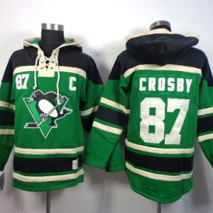 Gorgeous Penguins #87 Sidney Crosby Green St. Patrick's Day McNary Lace Hoodie Stitched NHL Jersey to stand out at the arena