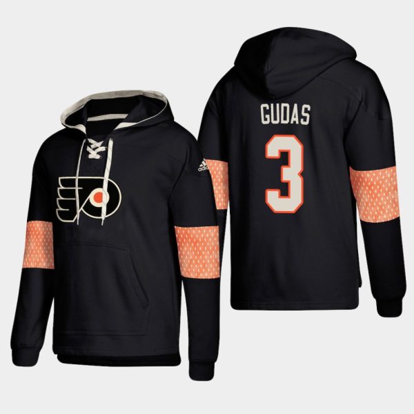 Unique Philadelphia Flyers #3 Radko Gudas Black adidas Lace Up Pullover Hoodie for die - hard hockey fans