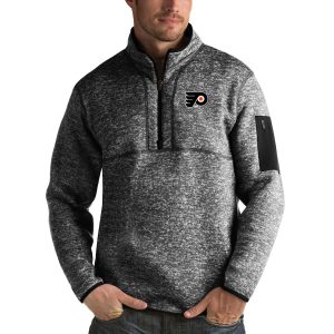 Impressive Philadelphia Flyers Antigua Fortune Quarter Zip Pullover Jacket Charcoal to show your team spirit