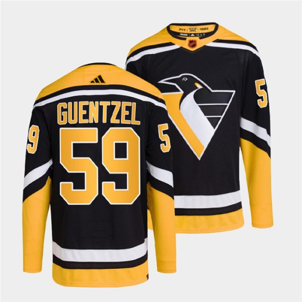 Impressive Pittsburgh Penguins #59 Jake Guentzel Men's adidas Reverse Retro 2.0 Authentic Player Jersey Black perfect for game days