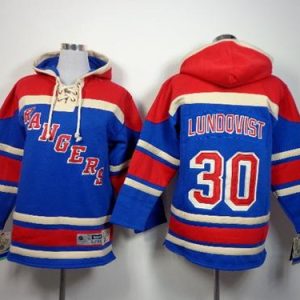 Impressive Rangers #30 Henrik Lundqvist Blue Sawyer Hooded Sweatshirt Stitched Youth NHL Jersey for ultimate sports enthusiasts