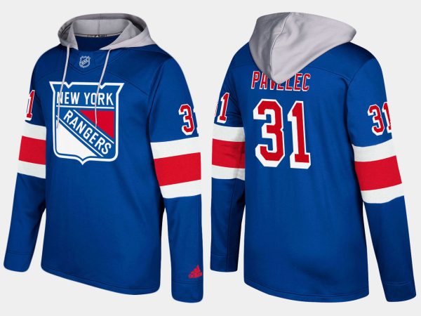 Fantastic Rangers #31 Ondrej Pavelec Blue Name And Number Hoodie for die - hard hockey fans
