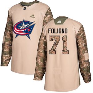 Stunning Adidas Blue Jackets #71 Nick Foligno Camo Authentic 2017 Veterans Day Stitched NHL Jersey perfect for game days
