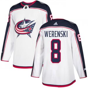 Fantastic Adidas Blue Jackets #8 Zach Werenski White Road Authentic Stitched NHL Jersey perfect for game days