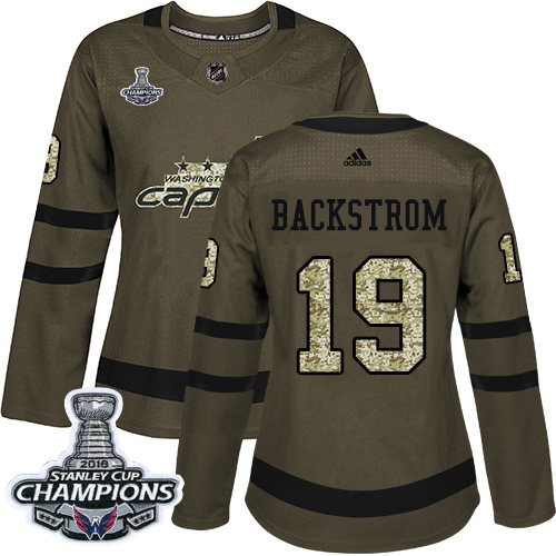 Stylish Adidas Capitals #19 Nicklas Backstrom Green Salute to Service Stanley Cup Final Champions Women's Stitched NHL Jersey to stand out at the arena