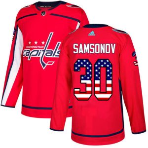 Stylish Adidas Capitals #30 Ilya Samsonov Red Home Authentic USA Flag Stitched Youth NHL Jersey for ultimate sports enthusiasts