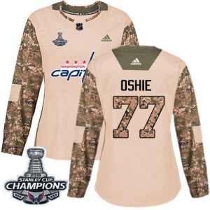 Unique Adidas Capitals #77 T.J. Oshie Camo Authentic 2017 Veterans Day Stanley Cup Final Champions Women's Stitched NHL Jersey for die - hard hockey fans