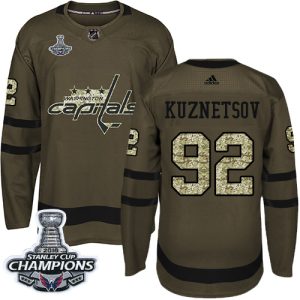 Sleek Adidas Capitals #92 Evgeny Kuznetsov Green Salute to Service Stanley Cup Final Champions Stitched NHL Jersey for die - hard hockey fans