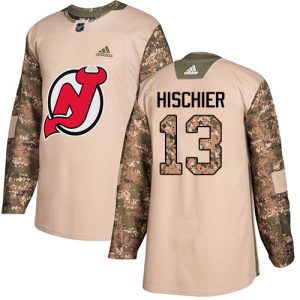 Gorgeous Adidas Devils #13 Nico Hischier Camo Authentic 2017 Veterans Day Stitched Youth NHL Jersey perfect for game days