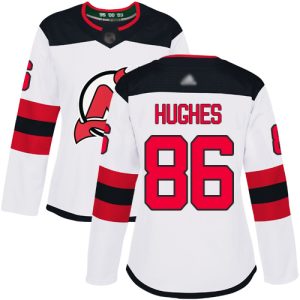 Amazing Adidas Devils #86 Jack Hughes White Road Authentic Women's Stitched NHL Jersey a must - have for collectors
