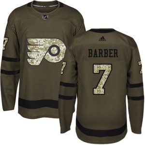 Stunning Adidas Flyers #7 Bill Barber Green Salute to Service Stitched NHL Jersey perfect for game days