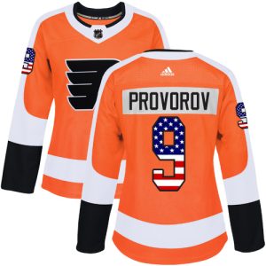 Stylish Adidas Flyers #9 Ivan Provorov Orange Home Authentic USA Flag Women's Stitched NHL Jersey for die - hard hockey fans