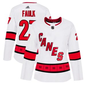 Stunning Adidas Hurricanes #27 Justin Faulk White Road Authentic Women's Stitched NHL Jersey for ultimate sports enthusiasts