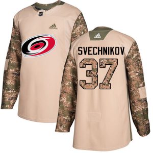 Sleek Adidas Hurricanes #37 Andrei Svechnikov Camo Authentic 2017 Veterans Day Stitched Youth NHL Jersey a must - have for collectors