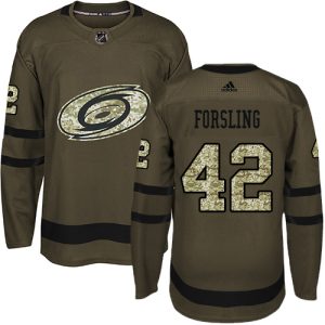 Stunning Adidas Hurricanes #42 Gustav Forsling Green Salute to Service Stitched NHL Jersey to show your team spirit