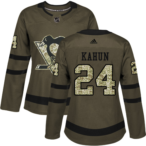 Amazing Adidas Penguins #24 Dominik Kahun Green Salute to Service Women's Stitched NHL Jersey to show your team spirit