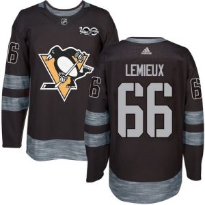 Sleek Adidas Penguins #66 Mario Lemieux Black 1917 2017 100th Anniversary Stitched NHL Jersey for die - hard hockey fans