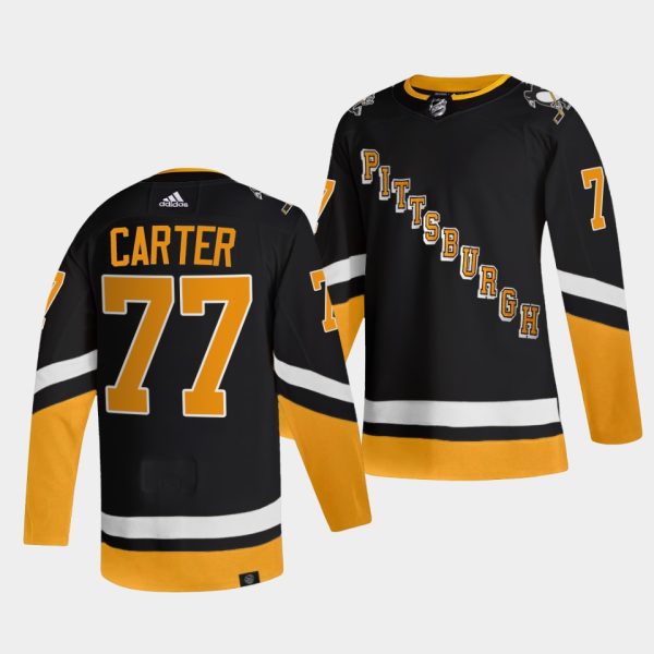 Gorgeous Adidas Penguins #77 Jeff Carter Men's 2021 22 Alternate Authentic NHL Jersey Black to complete your fan gear collection