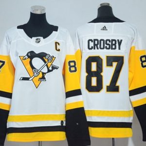 Stylish Adidas Penguins #87 Sidney Crosby White Road Authentic Women's Stitched NHL Jersey for die - hard hockey fans