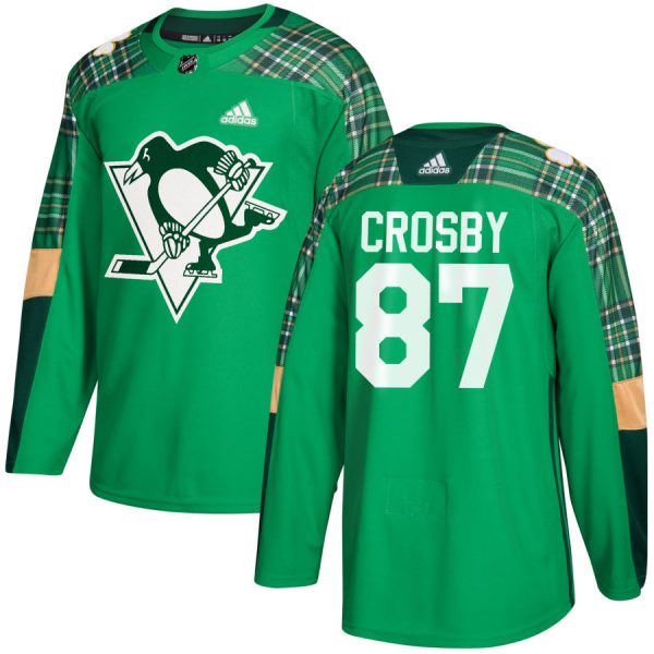 Gorgeous Adidas Penguins #87 Sidney Crosby adidas Green St. Patrick's Day Authentic Practice Stitched NHL Jersey to complete your fan gear collection