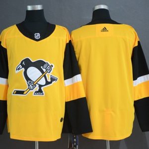 Stunning Adidas Penguins Blank Gold Alternate Authentic Stitched NHL Jersey a must - have for collectors