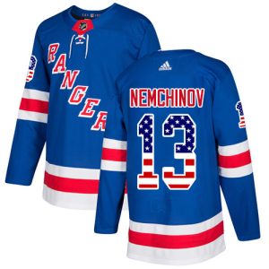 Stunning Adidas Rangers #13 Sergei Nemchinov Royal Blue Home Authentic USA Flag Stitched NHL Jersey a must - have for collectors