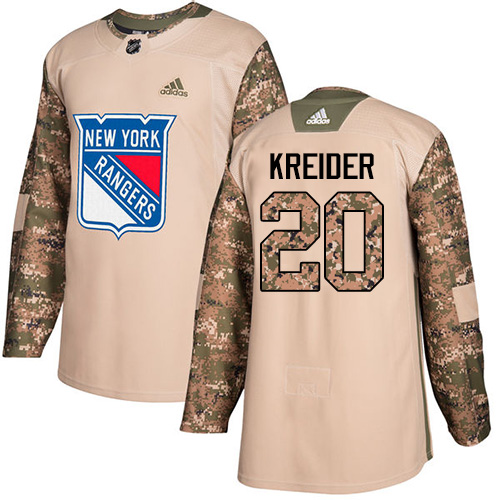 Impressive Adidas Rangers #20 Chris Kreider Camo Authentic 2017 Veterans Day Stitched NHL Jersey a must - have for collectors