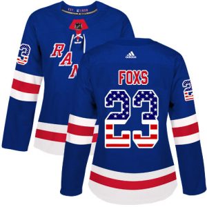 Stylish Adidas Rangers #23 Adam Foxs Royal Blue Home Authentic USA Flag Women's Stitched NHL Jersey perfect for game days