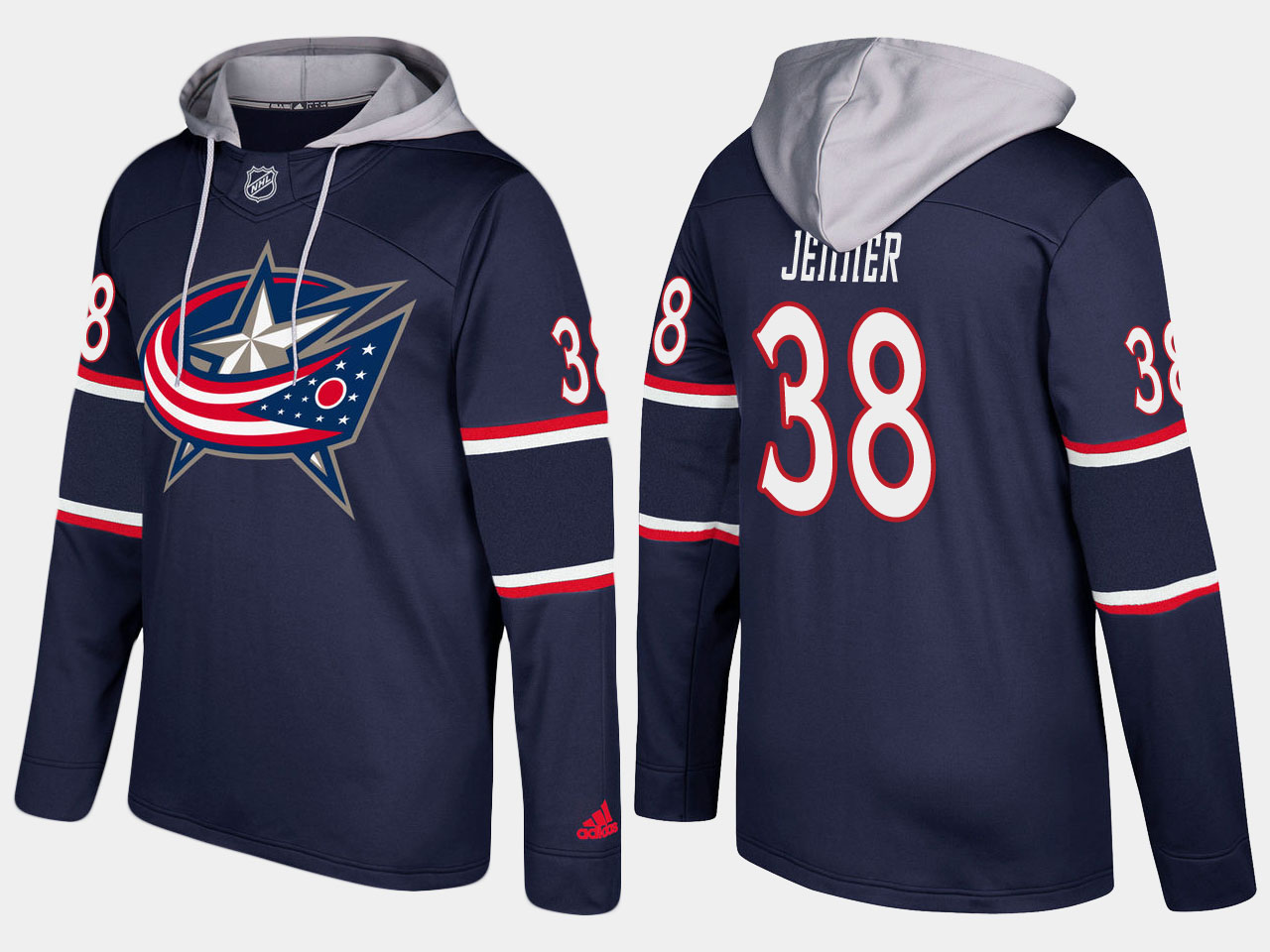 Stylish Blue Jackets #38 Boone Jenner Navy Name And Number Hoodie a must - have for collectors