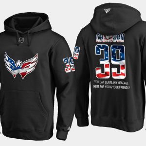Fantastic Capitals #39 Alex Chiasson NHL Banner Wave Usa Flag Black Hoodie for die - hard hockey fans